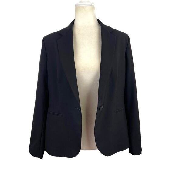 Zara Single Breasted Black Long Classic Fit Blazer Jacket Shoulder Pads Size 10 - Picture 10 of 14